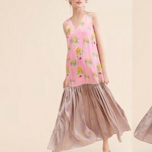 Anthropologie Siddhartha Bansal Flounced Embellished Maxi Dress